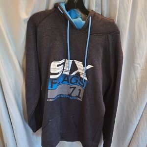 Six Flags Men's Hoodie - Black and Blue